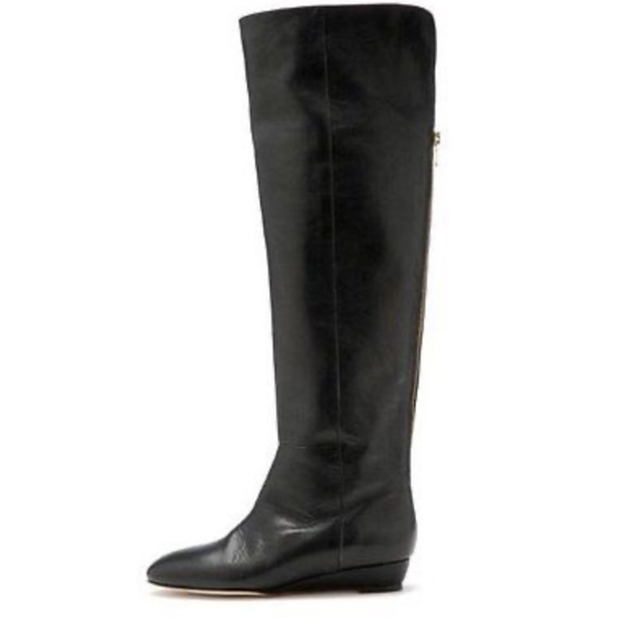 Loeffler Randall Knee High Riley Boots Black Leather Size 8 - Picture 1 of 7